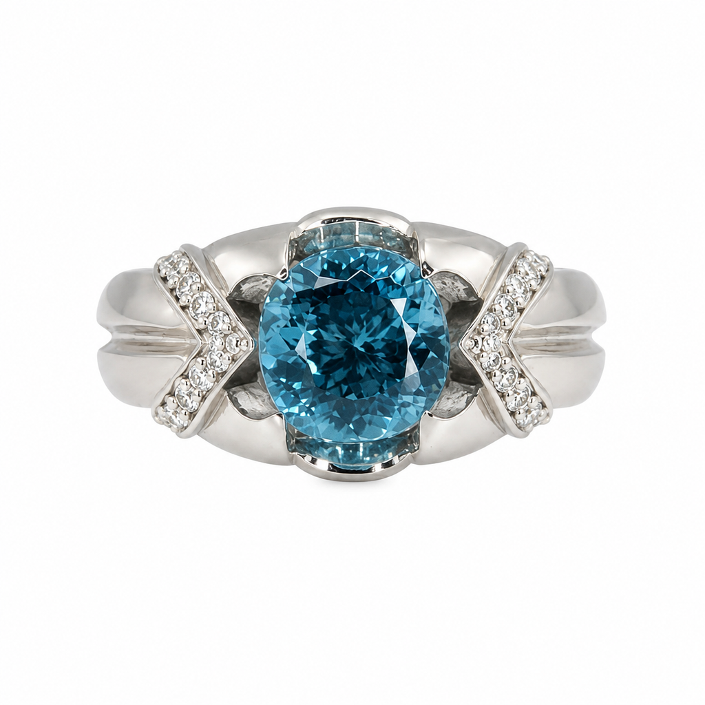 Cambodian Blue Zircon & Diamond