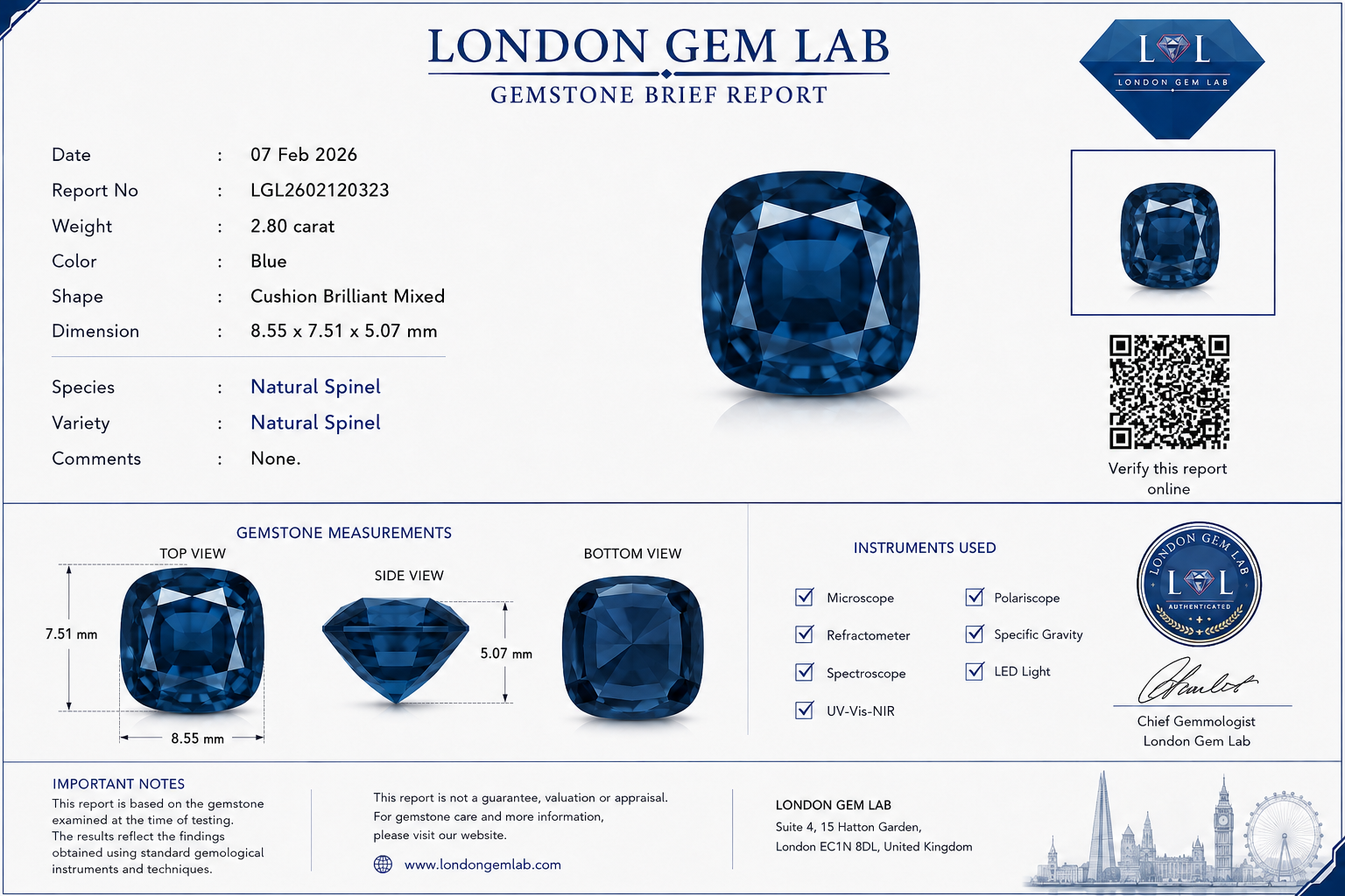 Burmese Blue Spinel