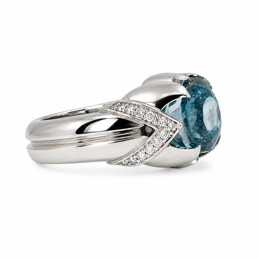 Cambodian Blue Zircon & Diamond