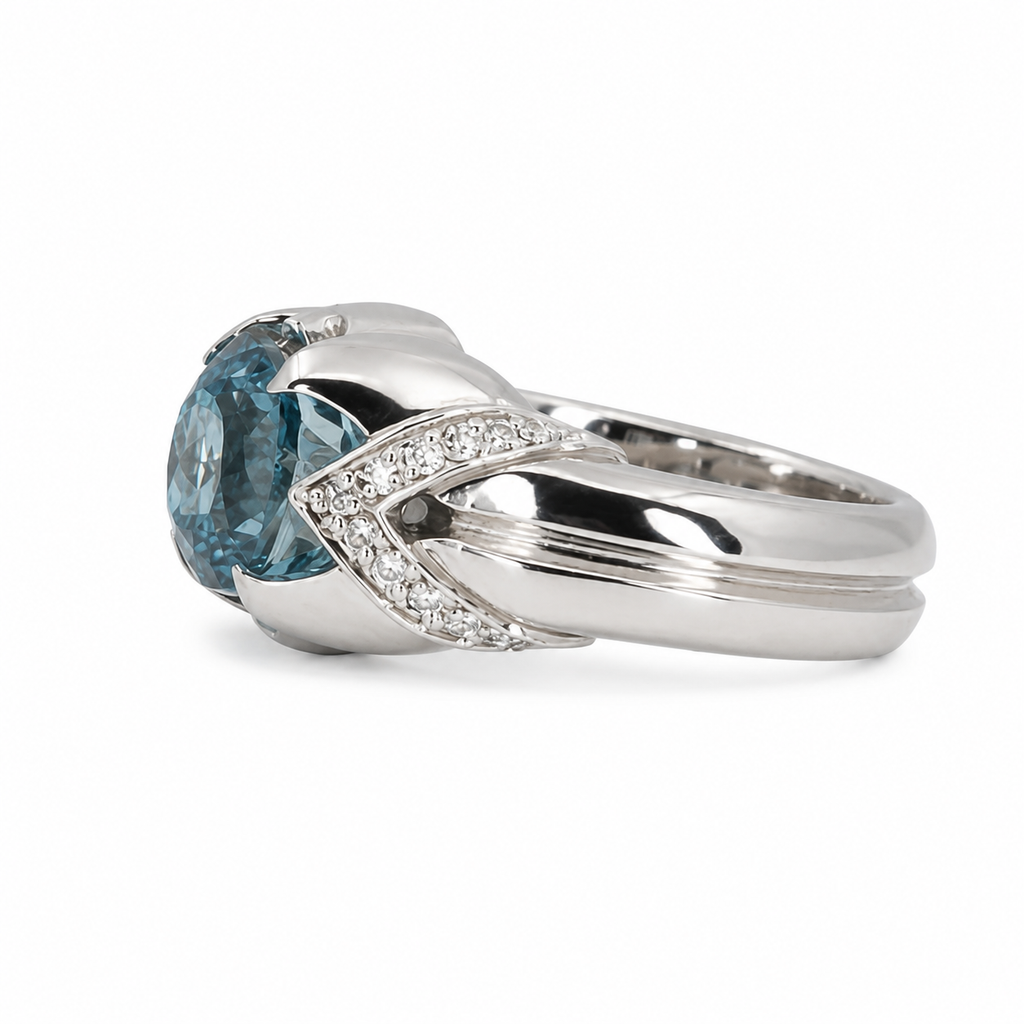 Cambodian Blue Zircon & Diamond