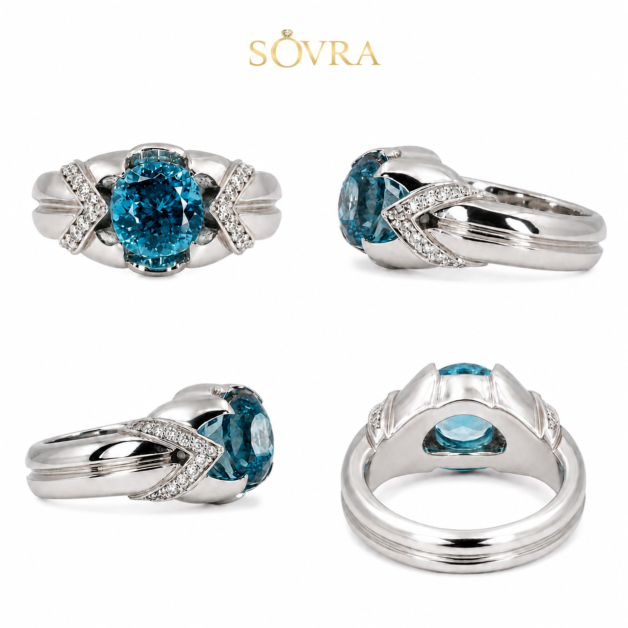 Cambodian Blue Zircon & Diamond
