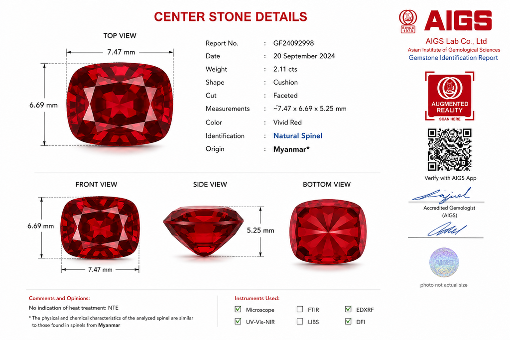 Burmese Vivid Red Spinel & Diamond