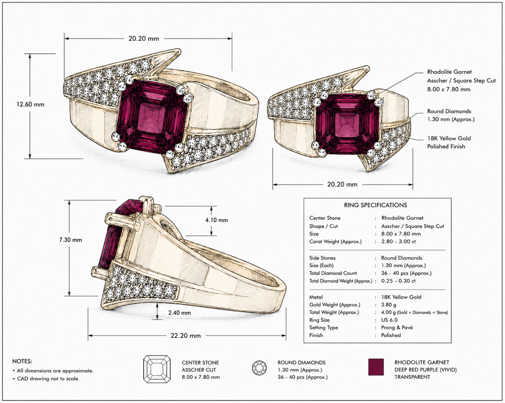 Rhodolite Garnet & Diamond