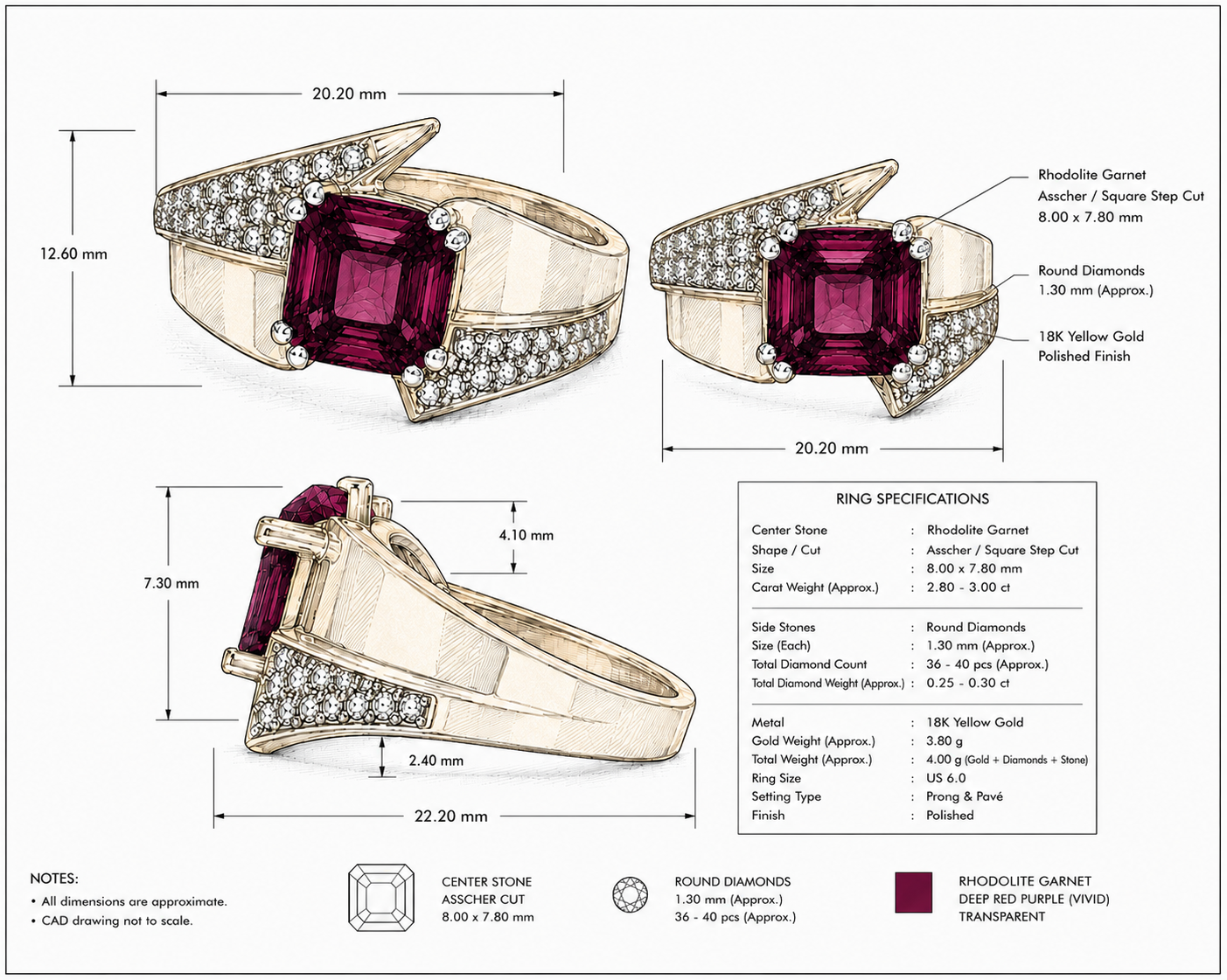 Rhodolite Garnet & Diamond